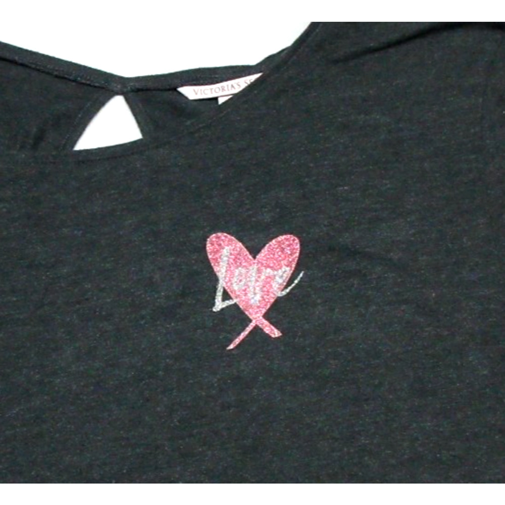 VICTORIAS SECRET Womens Medium Love Heart Keyhole Gray Lounge Sleep Shirt Tunic - Picture 6 of 6